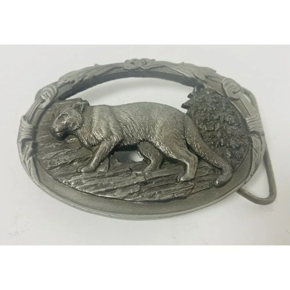 Mountain Lion Cougar Belt‎ Buckle Vintage C+J 1991 Big Cat